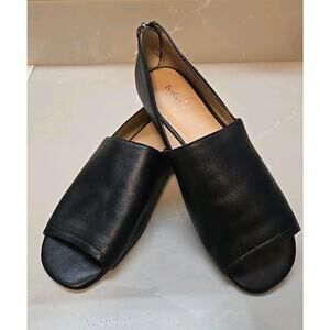 Botkier New York Maxine Peep Toe Flats Leather Black, Size 9.5